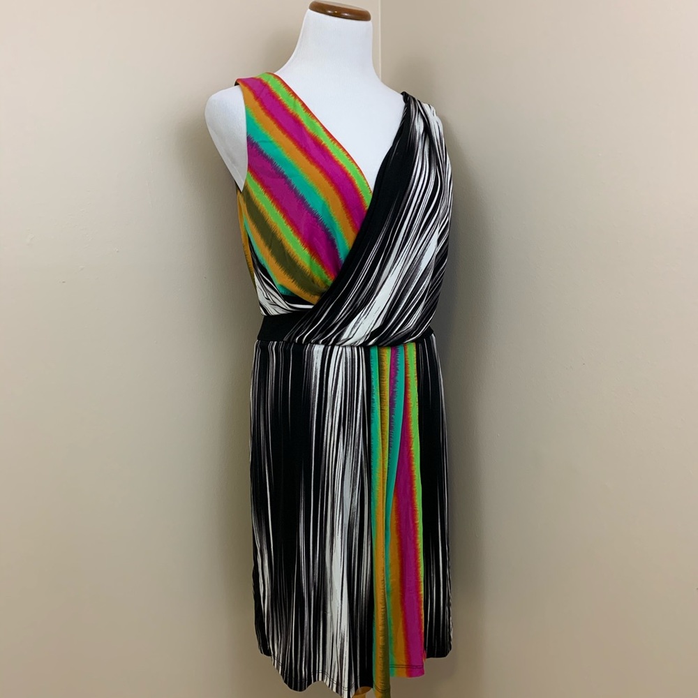 Maggy London rainbow stripe jersey dress 4